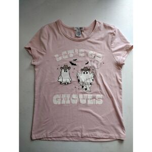 Better Together Pink Lets Go Ghouls Cowboy Ghost Graphic Tee Shirt Small